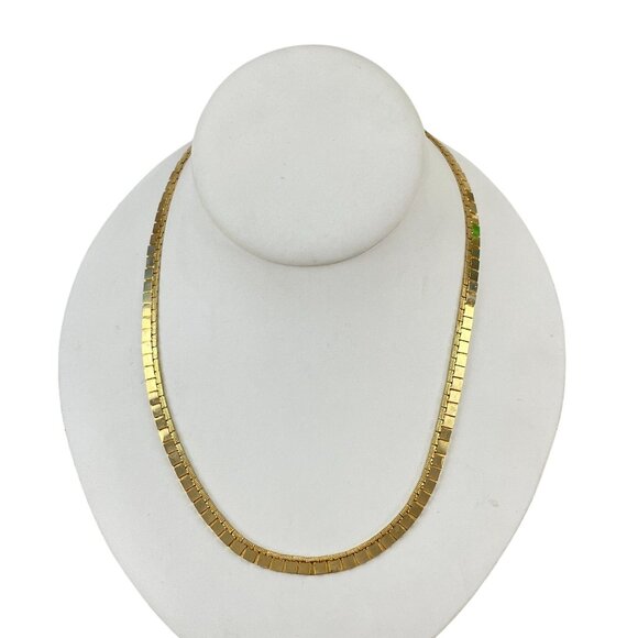Gold-Plated Flat Herringbone Chain Necklace Layering Necklace Gift for Her - Picture 6 of 6